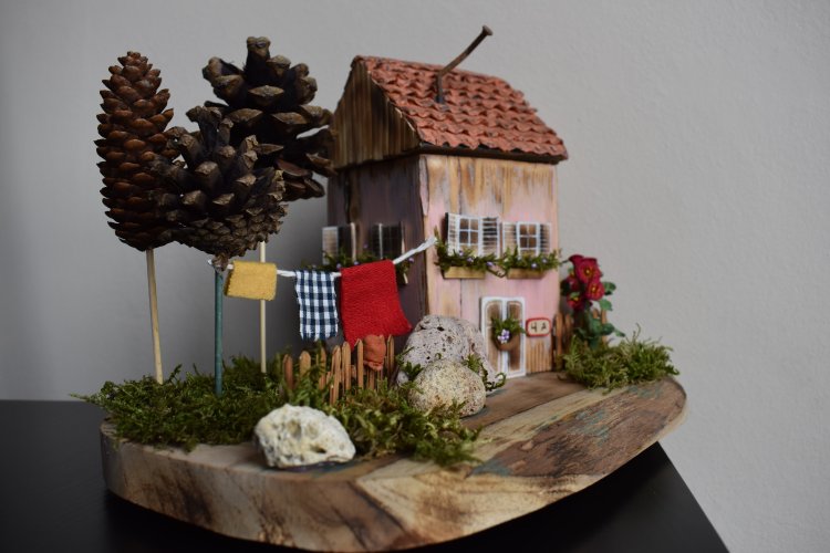 Rękodzieło , Handmade - domki , Domek z Malwami