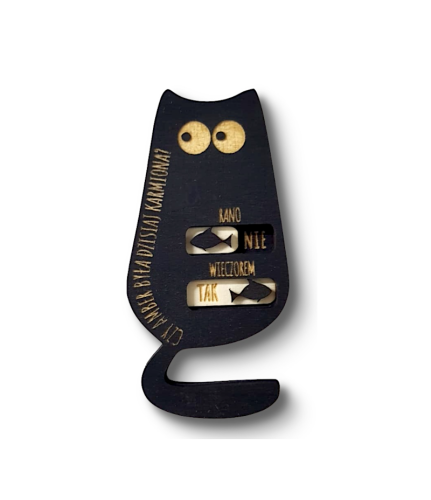 Kot - Magnes na Lodówkę Przypominający o Karmieniu Kota, Personalizowany, Czarny