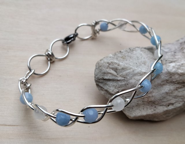 Bransoletka z jadeitem białym i błękitnym