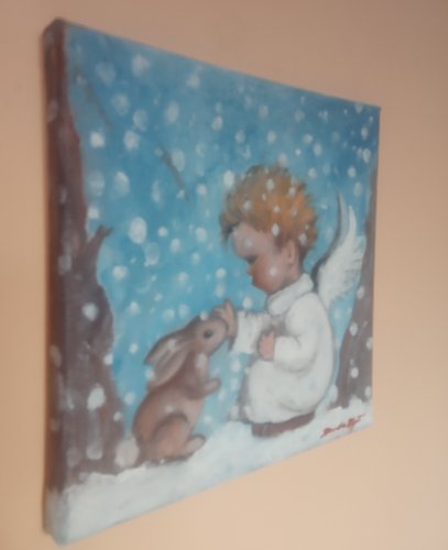 Aniołek, ręcznie malowany obraz olejny