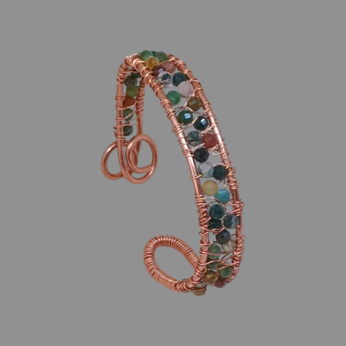 Bransoletka z czystej miedzi i Agatów Indyjskich