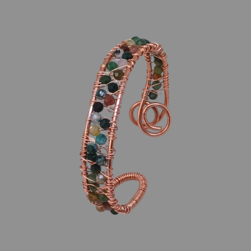 Bransoletka z czystej miedzi i Agatów Indyjskich