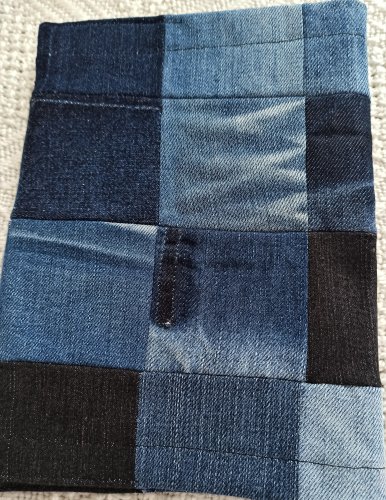 Okładka na zeszyt jeans, w kwadraty