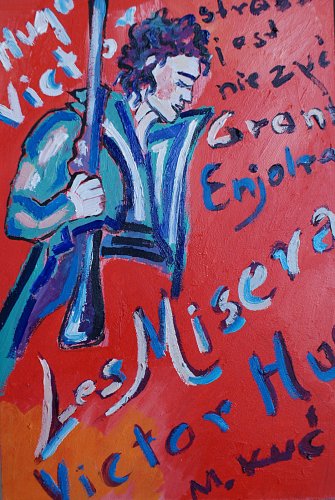 obraz olejny na barykady postać rewolucjonisty victor hugo nędznicy