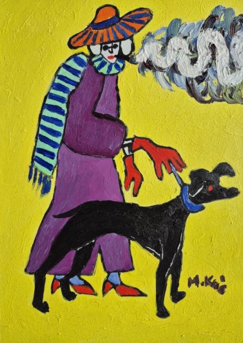 obraz olejny ręcznie malowany jak dymek z papierosa