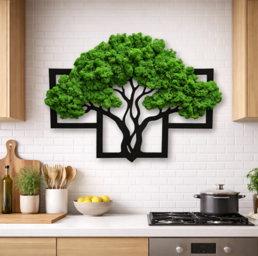 Drzewko mech chrobotek dekoracja ażurowa żywy obraz