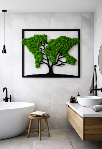 Drzewko mech chrobotek dekoracja ażurowa żywy obraz 40 cm