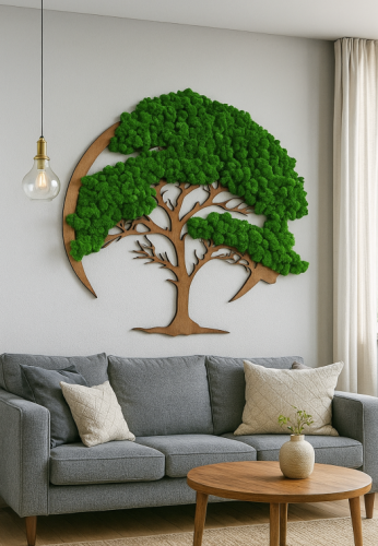 Drzewko mech chrobotek dekoracja ażurowa żywy obraz 50 cm