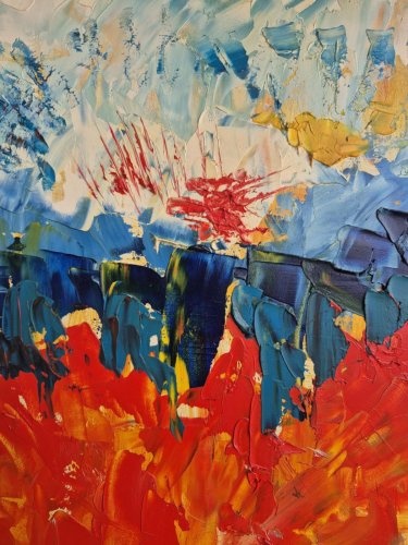 obraz olejny abstrakcja tam gdzie płonie lód