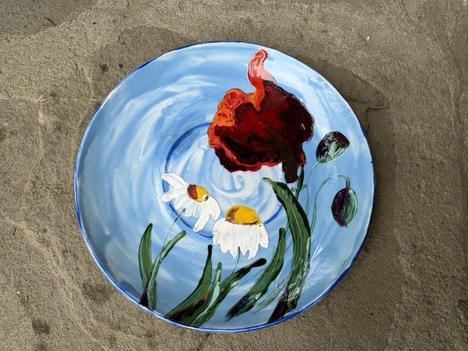 Filiżanka ręcznie malowana Łąka i chmury