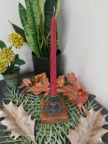 Świecznik loftowy 1-punktowy – rękodzieło | dekoracja industrialna / loft typ: F001_1-W1