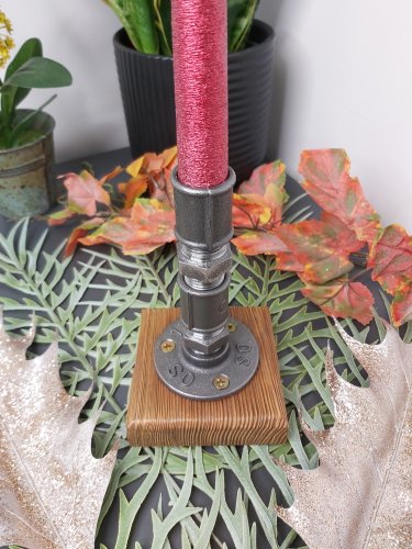 Świecznik loftowy 1-punktowy – rękodzieło | dekoracja industrialna / loft typ: F001_2-W1