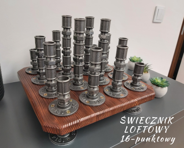 Świecznik loftowy 16-punktowy – efektowna forma i maksymalny klimat