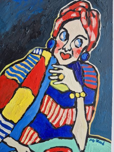 obraz olejny ręcznie malowany kobieta która słucha siebie