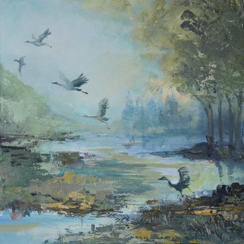 ROZLEWISKO. AKRYL NA PLÓTNIE