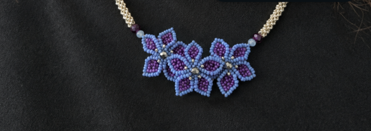 Fioletowy i srebrny naszyjnik choker